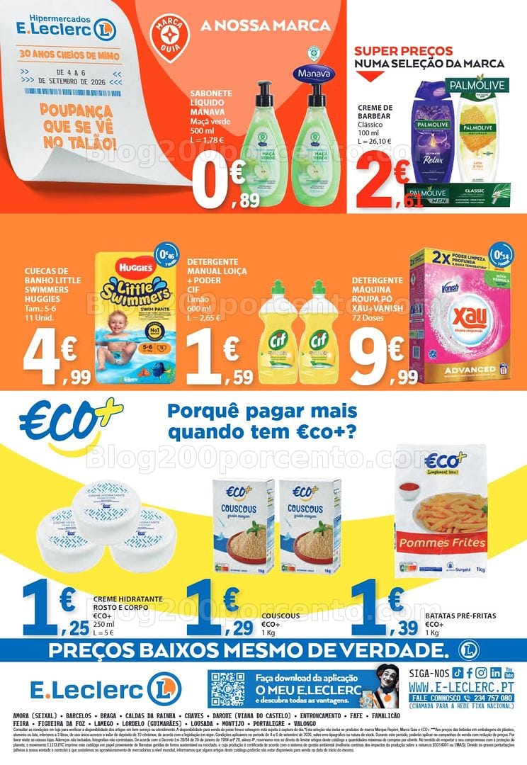 Antevisão Folheto E-LECLERC Promoções Fim de Semana - 4 a 6 setembro